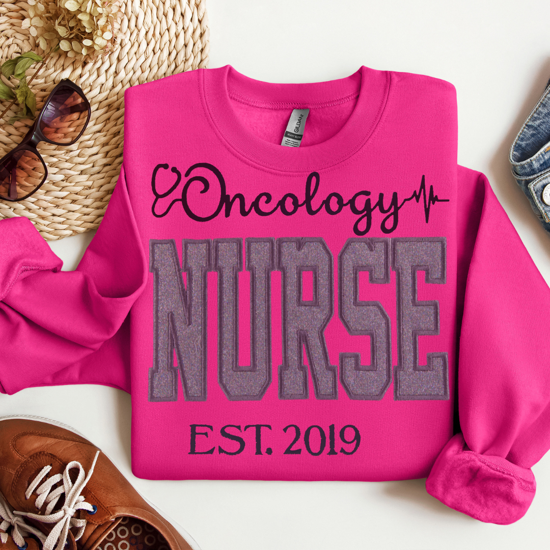 Grey Glitter Oncology Nurse Hoodie