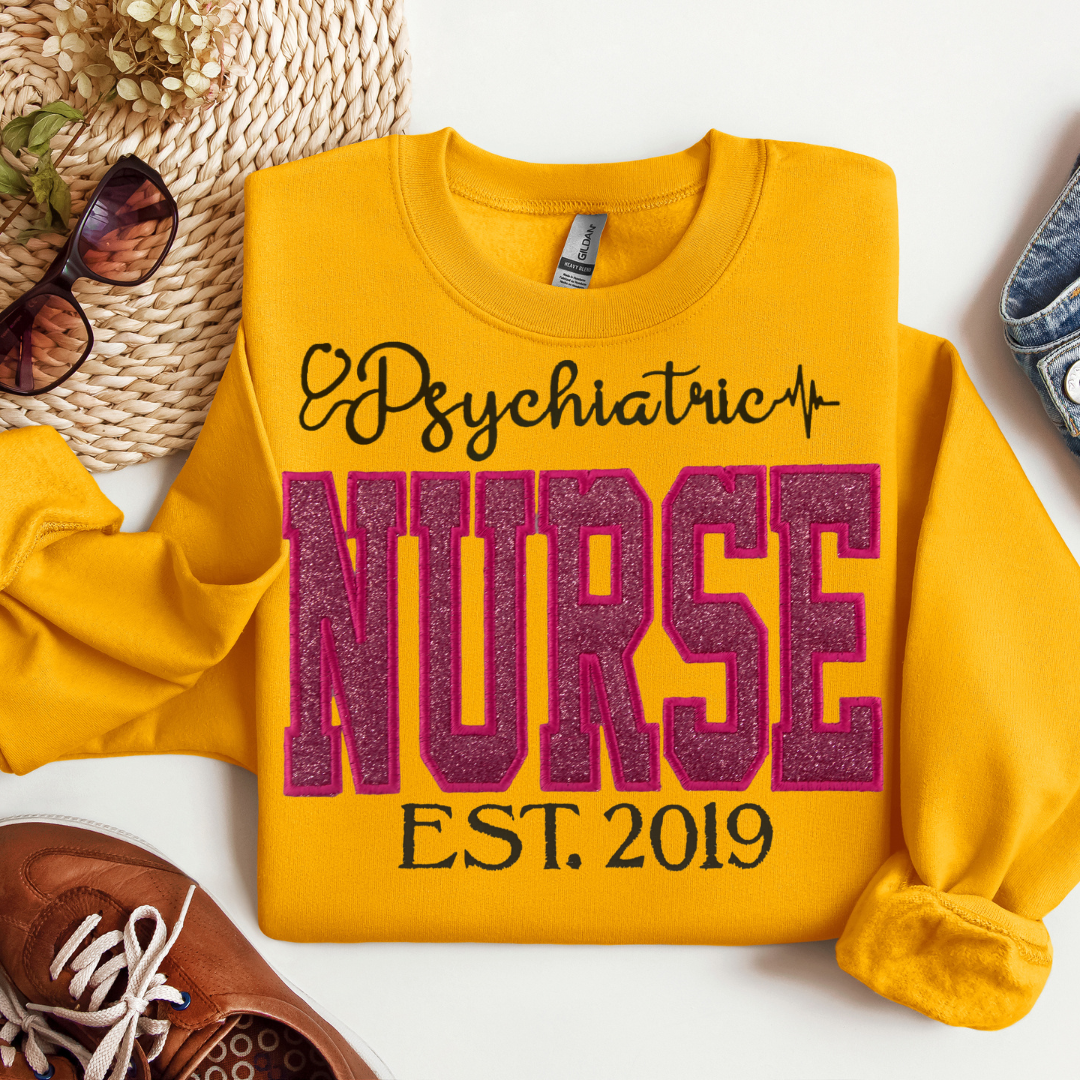 Pink Glitter Psych Nurse Hoodie