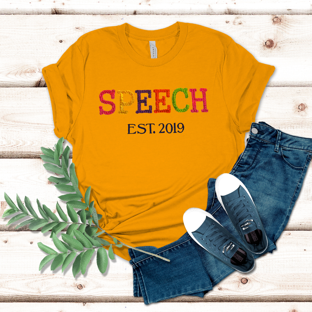 Colorful Speech Therapy Embroidery T-shirt