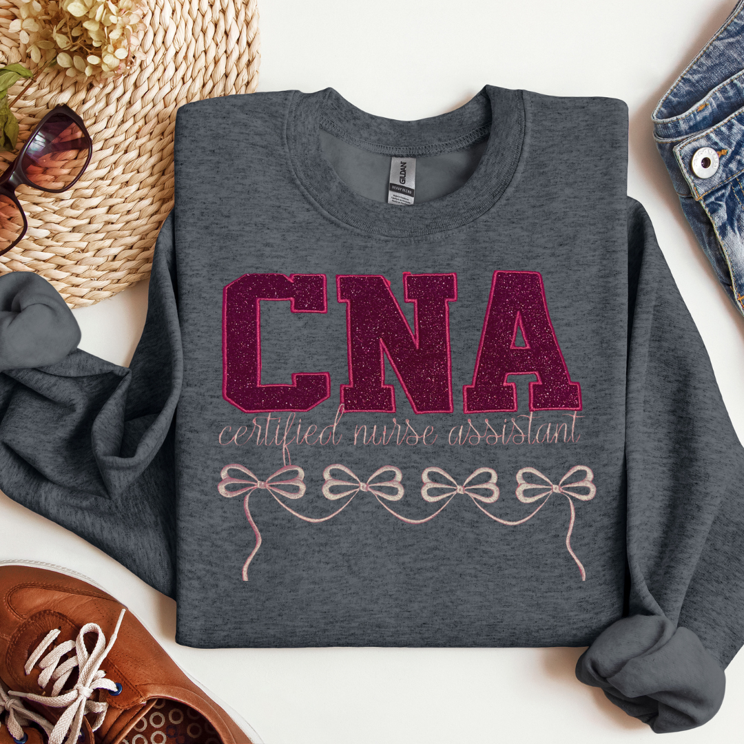 Glitter Bow CNA Crewneck