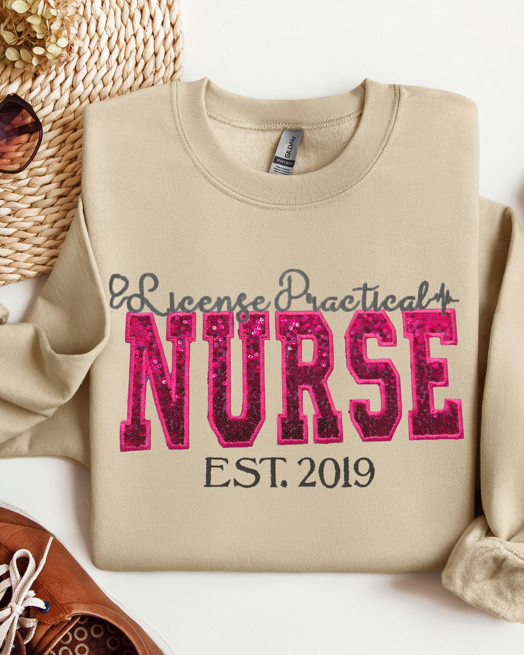 Sequin Glitter LPN Nurse Crewneck