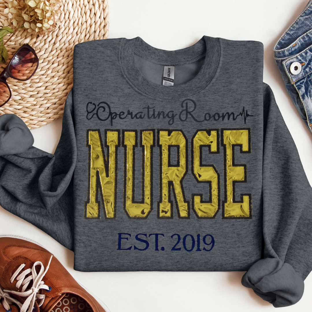 Gold Metallic OR Nurse Crewneck