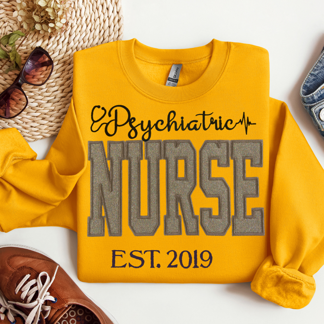 Grey Glitter Psych Nurse Hoodie