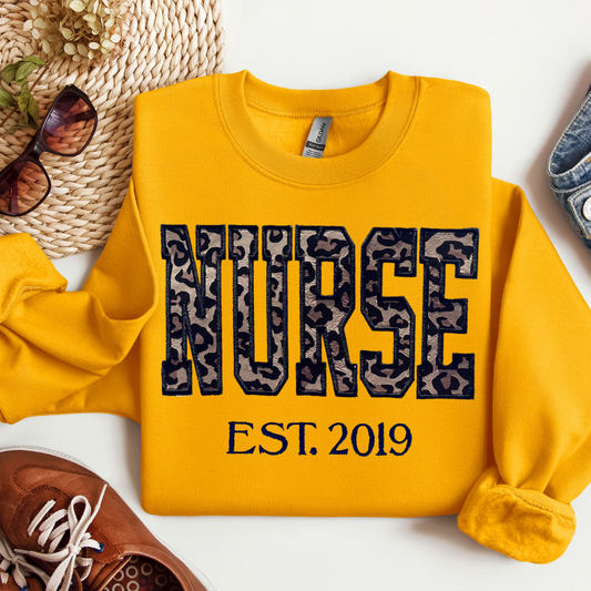 Leopard Print Sweatshirt Embroidery