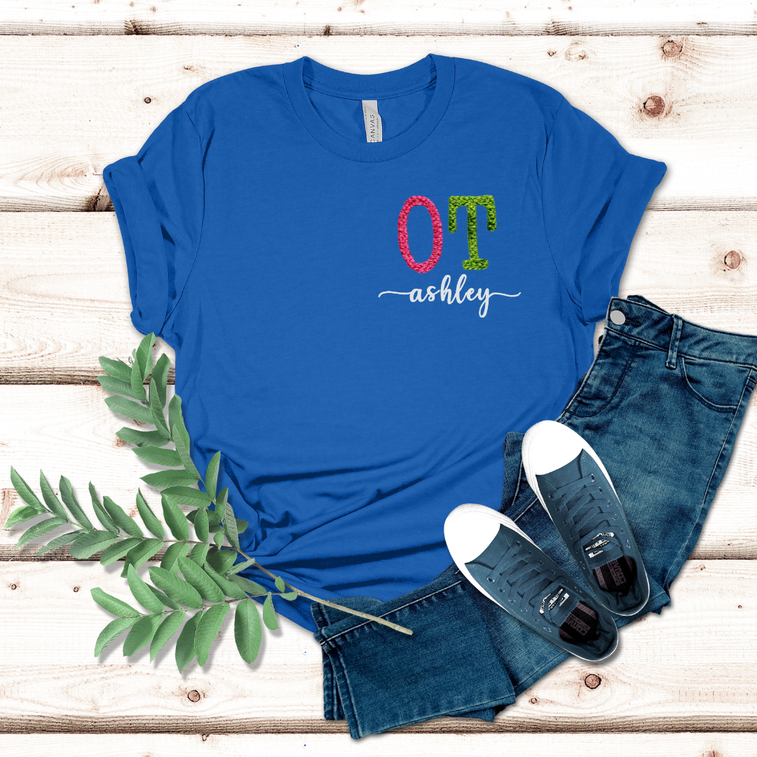Occupational Therapy Name Embroidery T-shirt