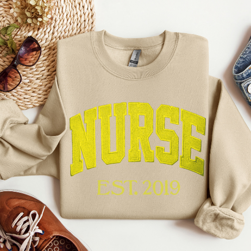 Yellow Nurse Embroidery Crewneck