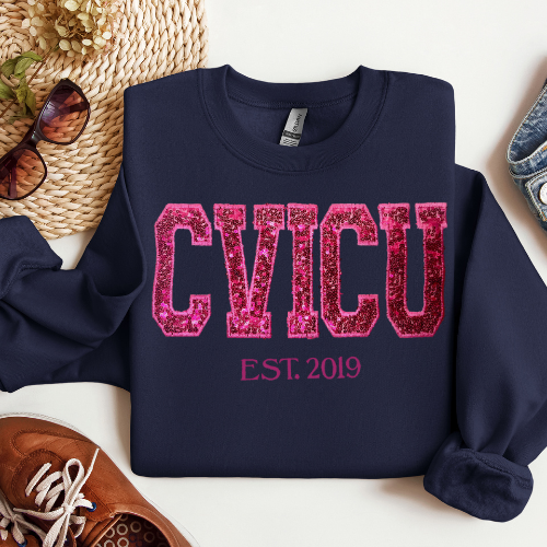Sequin Glitter CVICU Embroidery Sweatshirt