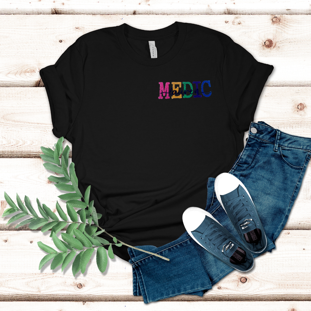 Name Over Medic Embroidery T-shirt