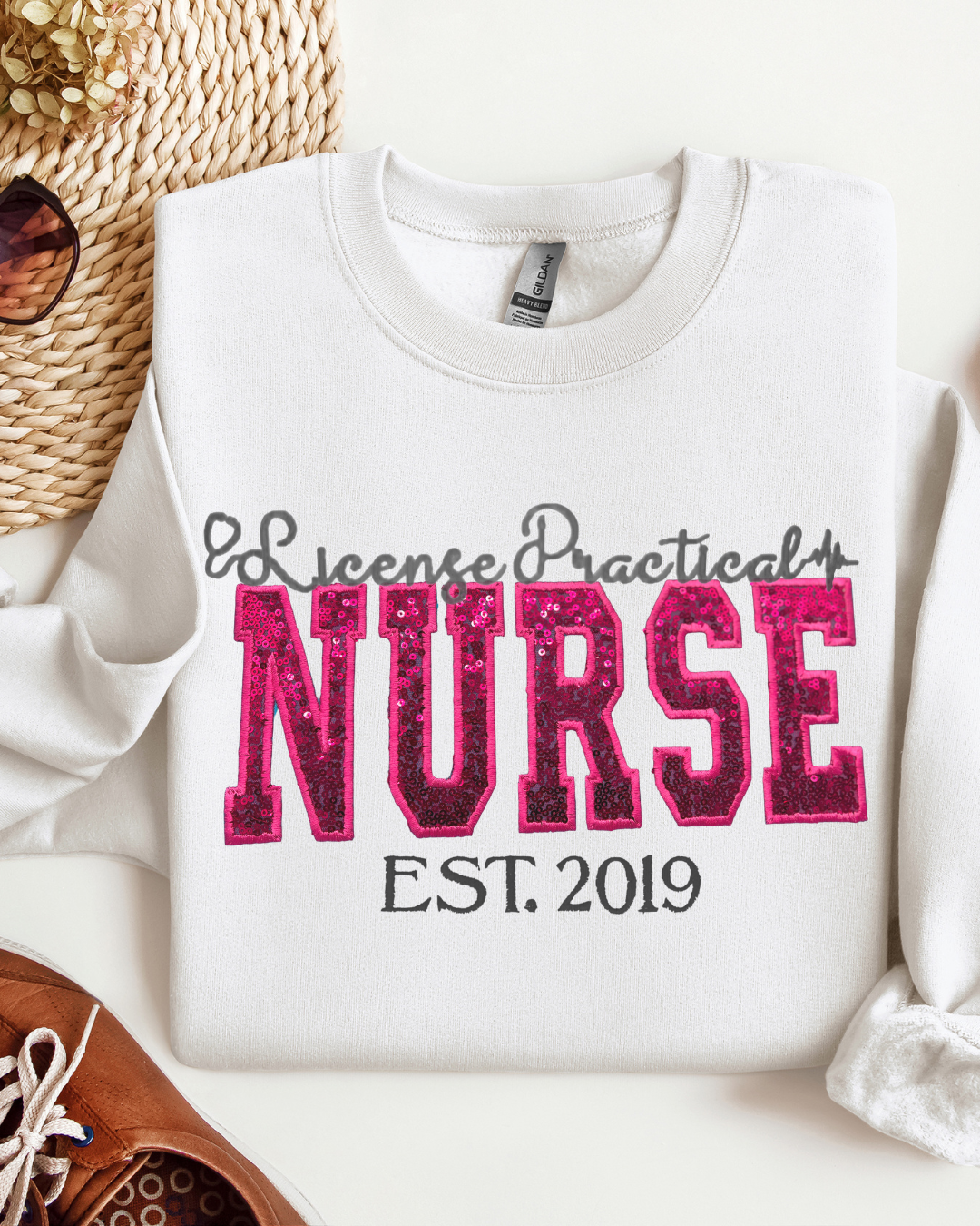 Sequin Glitter LPN Nurse Crewneck