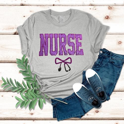 Sequin NURSE Bow T-Shirt