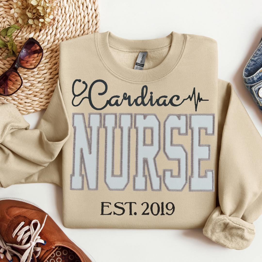 White Glitter Cardiac Nurse Sweatshirt