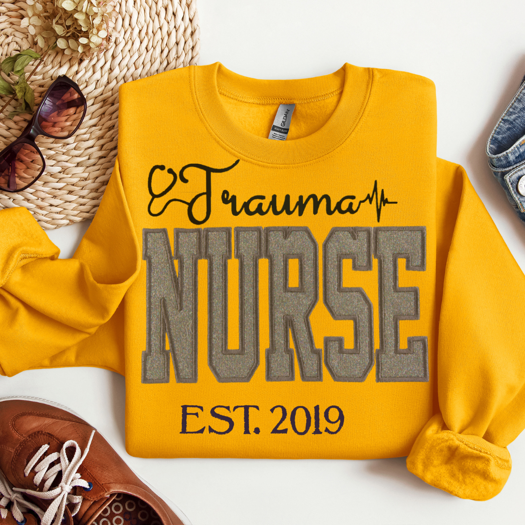 Grey Glitter Trauma Nurse Hoodie