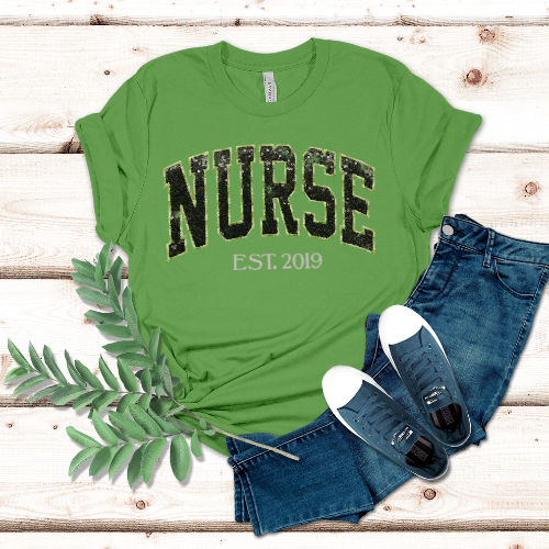 Sequin Camo NURSE T-Shirt