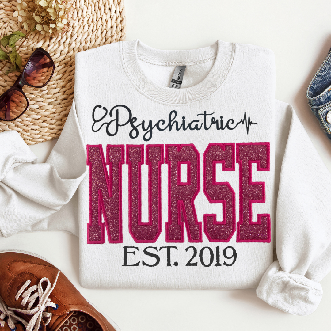 Pink Glitter Psych Nurse Hoodie