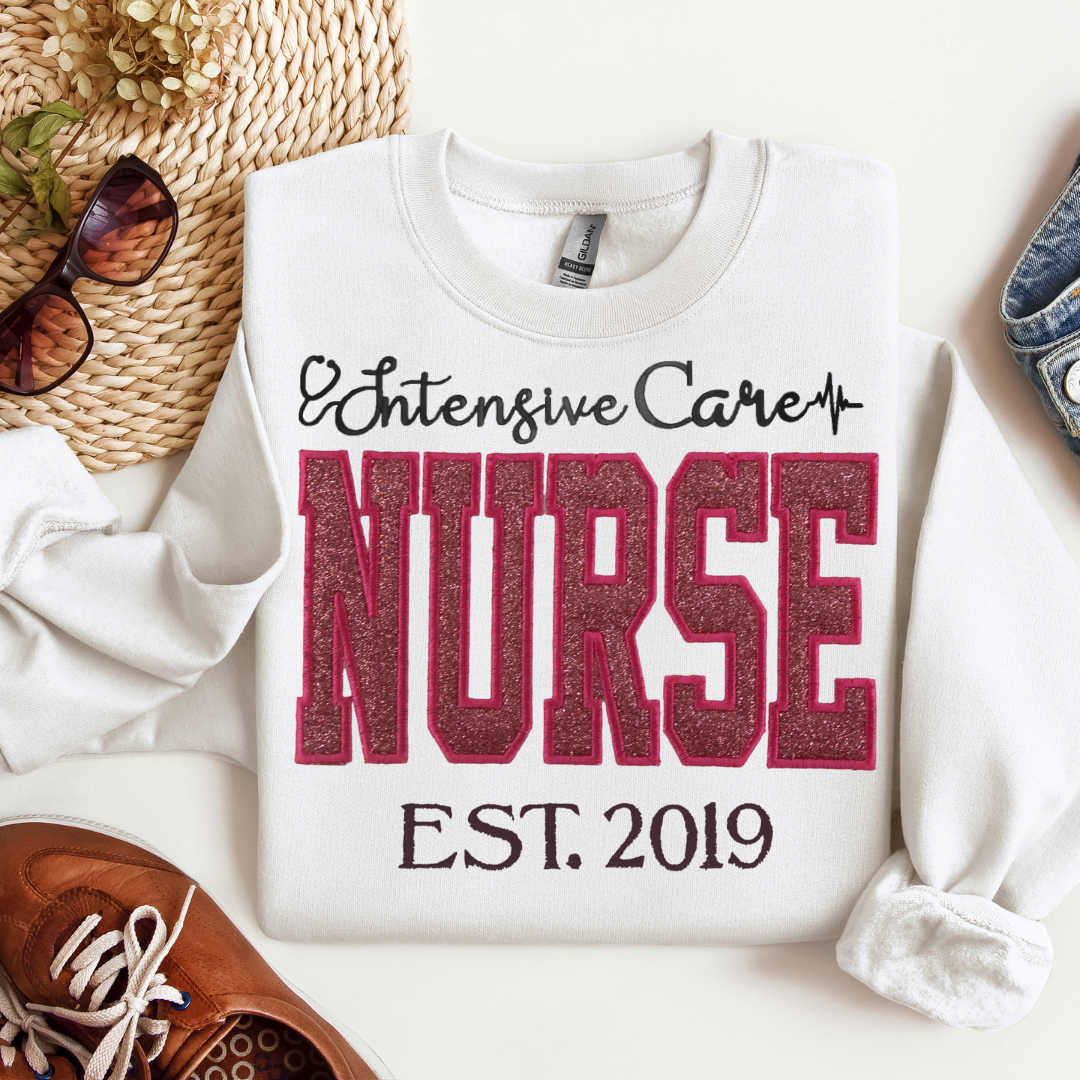 Pink Glitter Intensive Care Nurse Hoodie