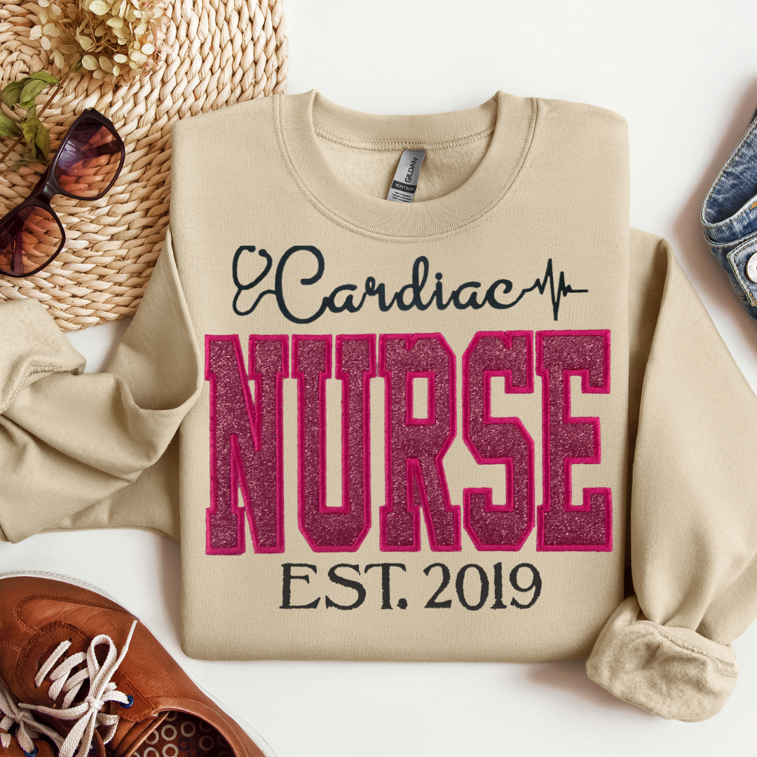 Pink Glitter Cardiac Nurse Hoodie