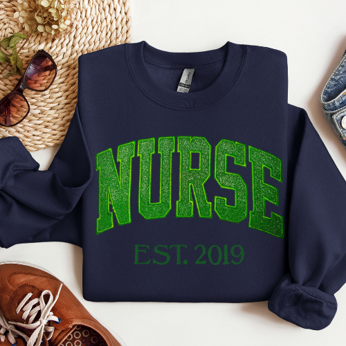 Green Nurse Embroidery Crewneck