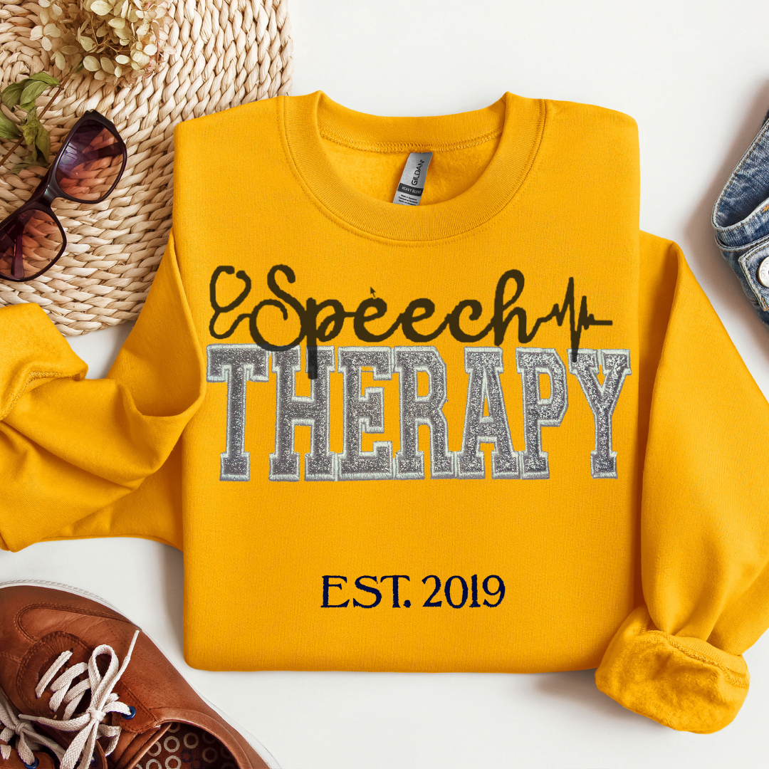 Glitter Speech Therapy Embroidery Sweatshirt