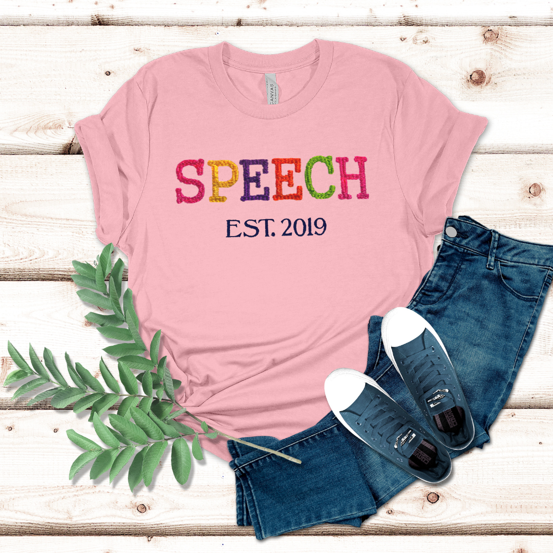 Colorful Speech Therapy Embroidery T-shirt