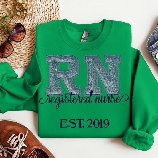 Glitter Registered Nurse Over Cute Crewneck