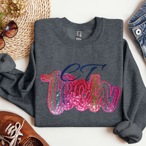 Sequin Glitter CT TECH Embroidery Crewneck