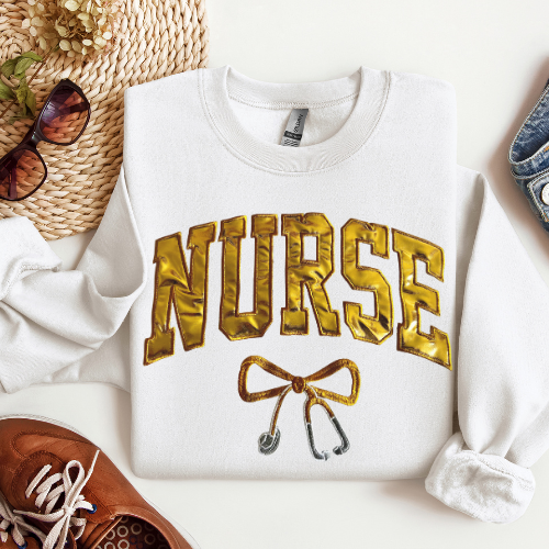Gold Metallic Embroidery Crewneck