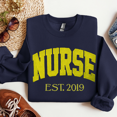 Yellow Nurse Embroidery Crewneck