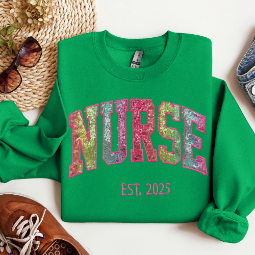 Sequin Rainbow Nurse Sweatshirt