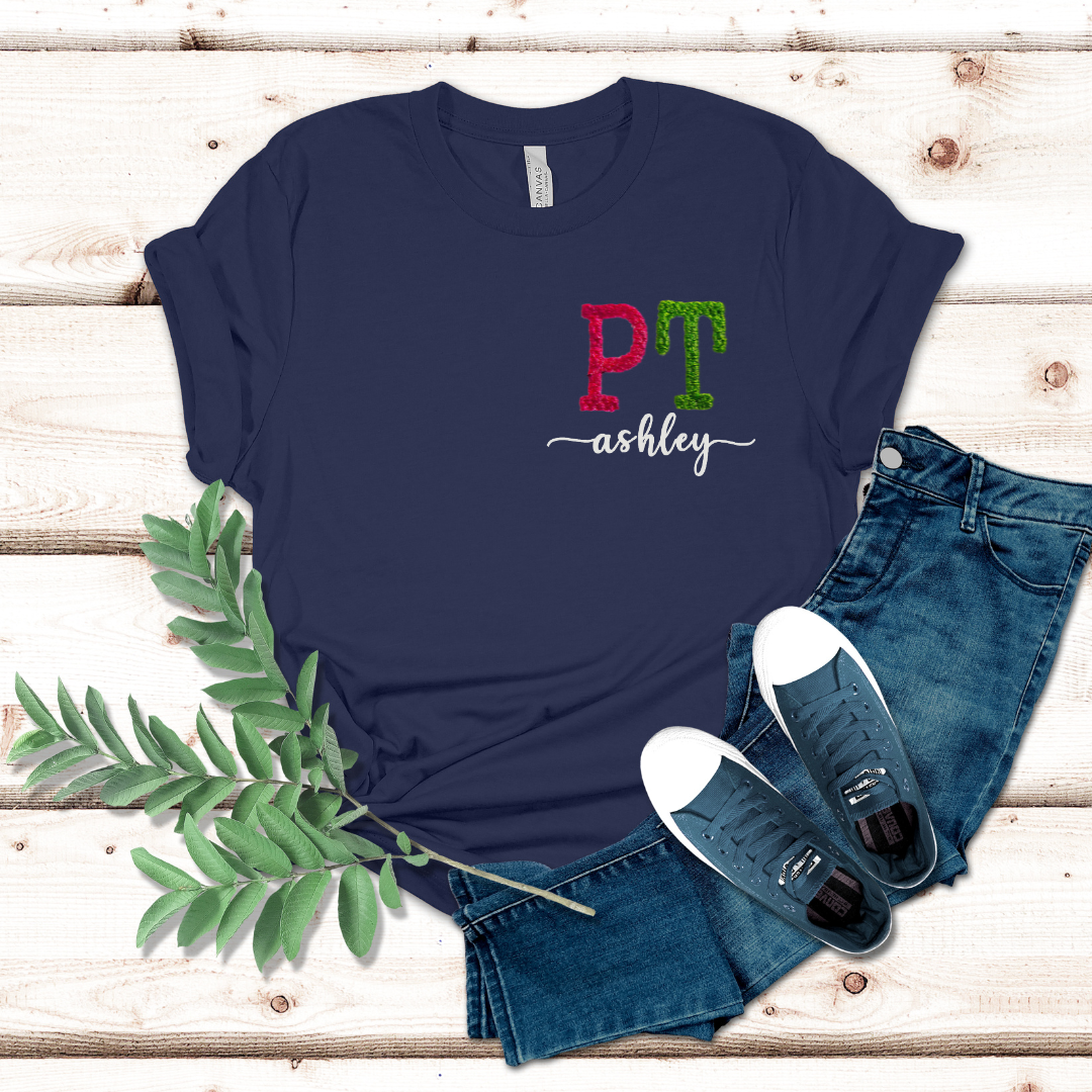 Physical Therapy Name Embroidery T-shirt