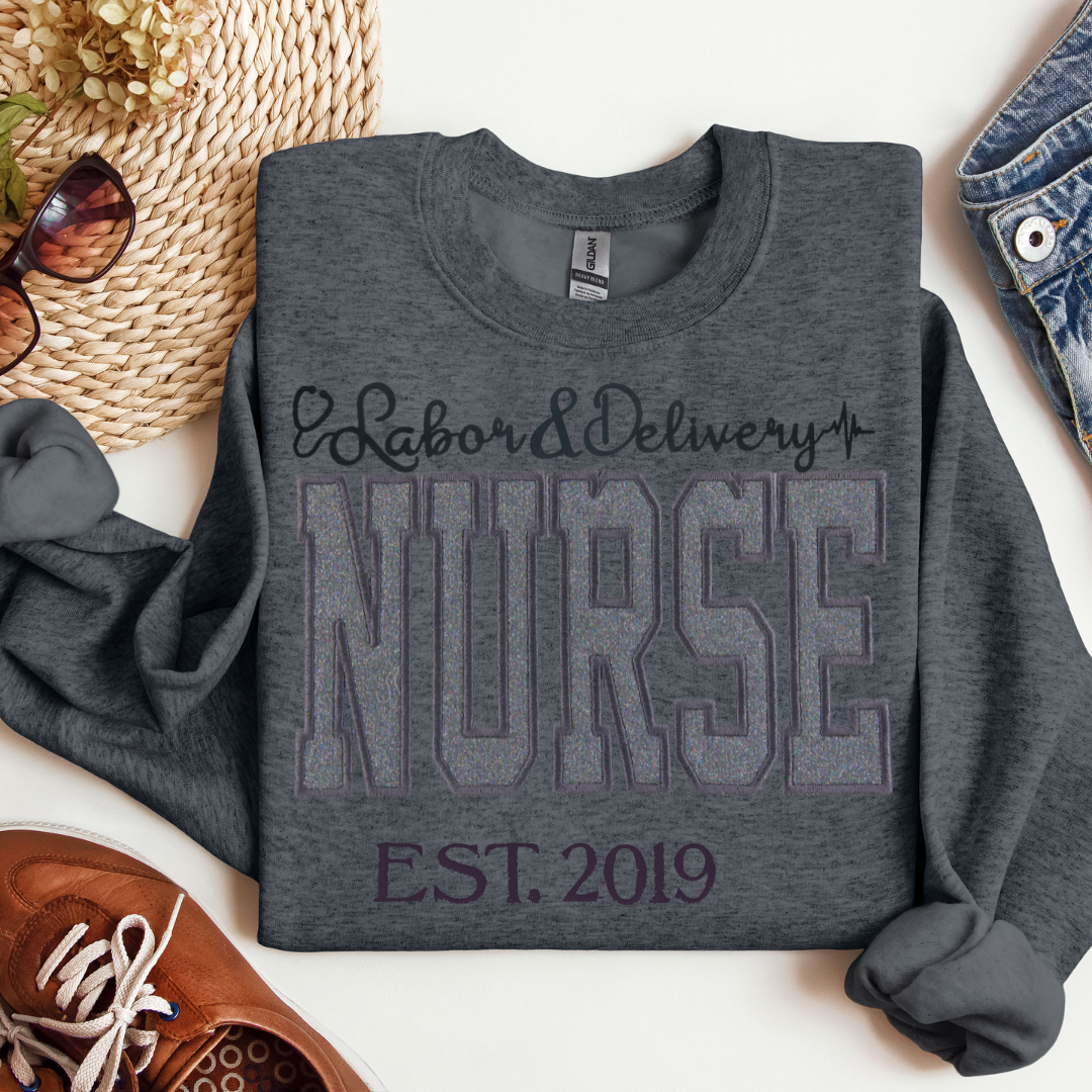 Grey Glitter L&D Nurse Hoodie