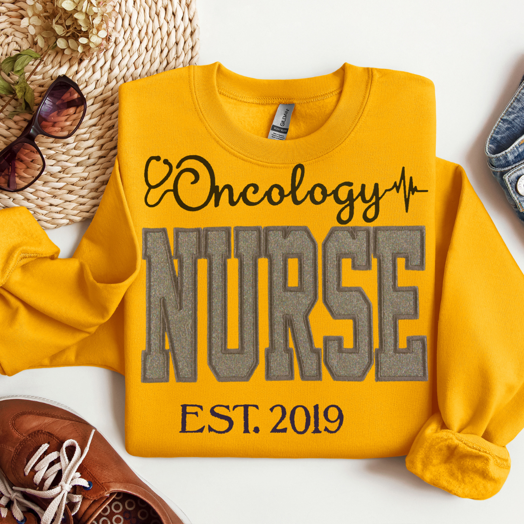Grey Glitter Oncology Nurse Hoodie
