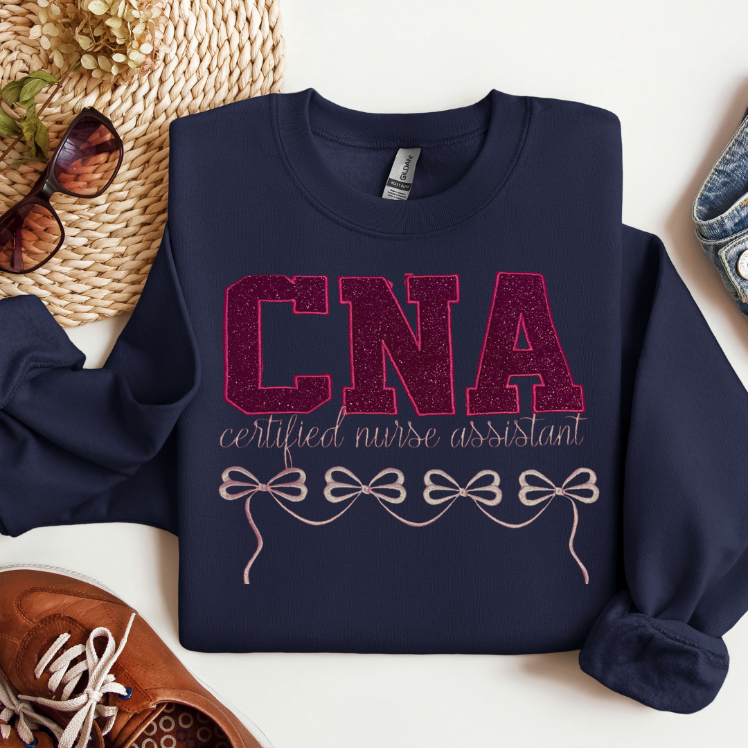 Glitter Bow CNA Crewneck