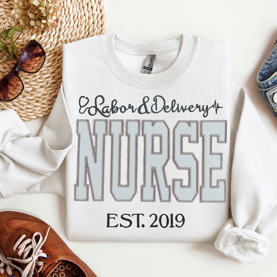 White Glitter L&D Nurse Sweatshirt