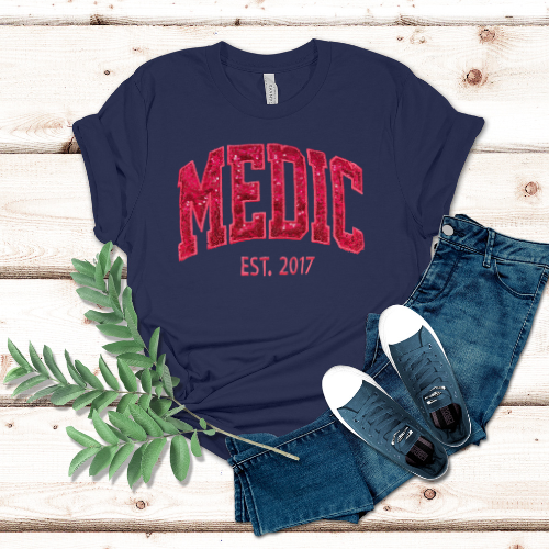 Sequin Embroidery Paramedic T-Shirt
