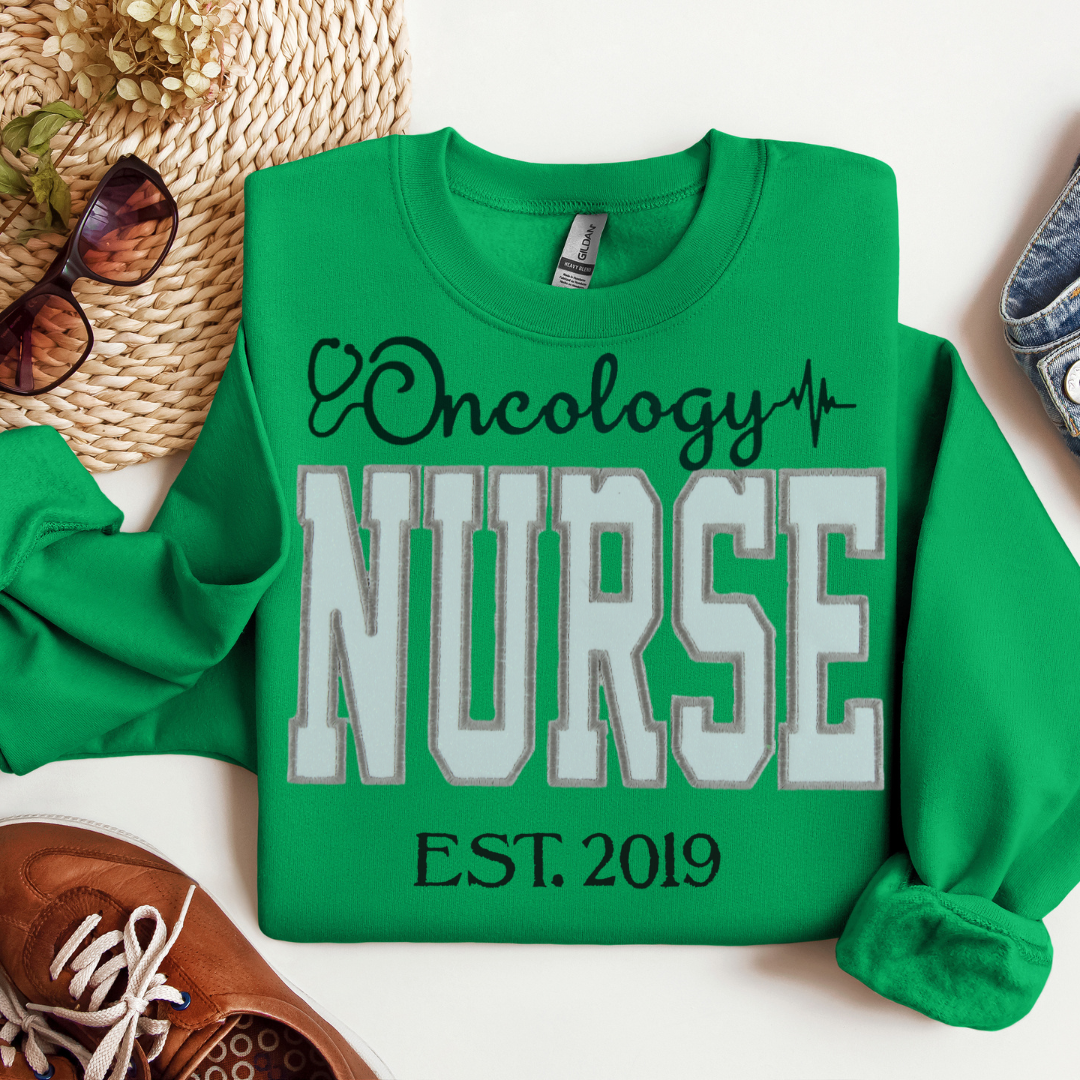 White Glitter Oncology Nurse Sweatshirt