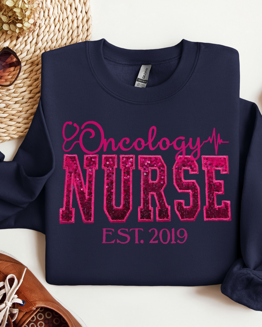 Sequin Glitter Oncology Nurse Crewneck
