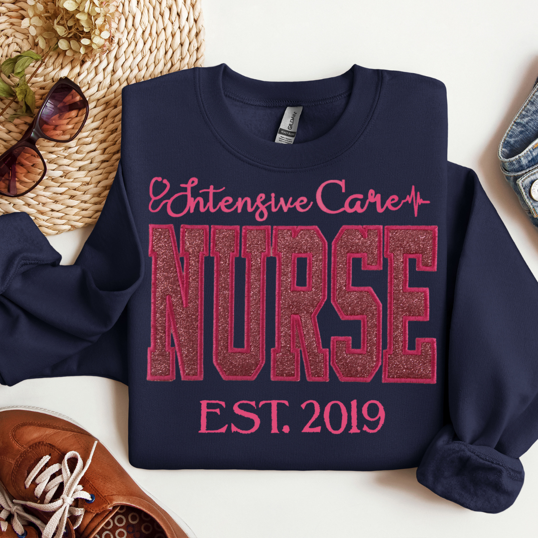 Pink Glitter Intensive Care Nurse Hoodie