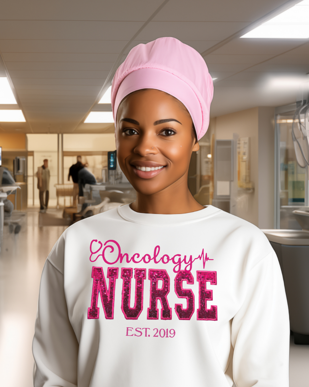 Sequin Glitter Oncology Nurse Crewneck