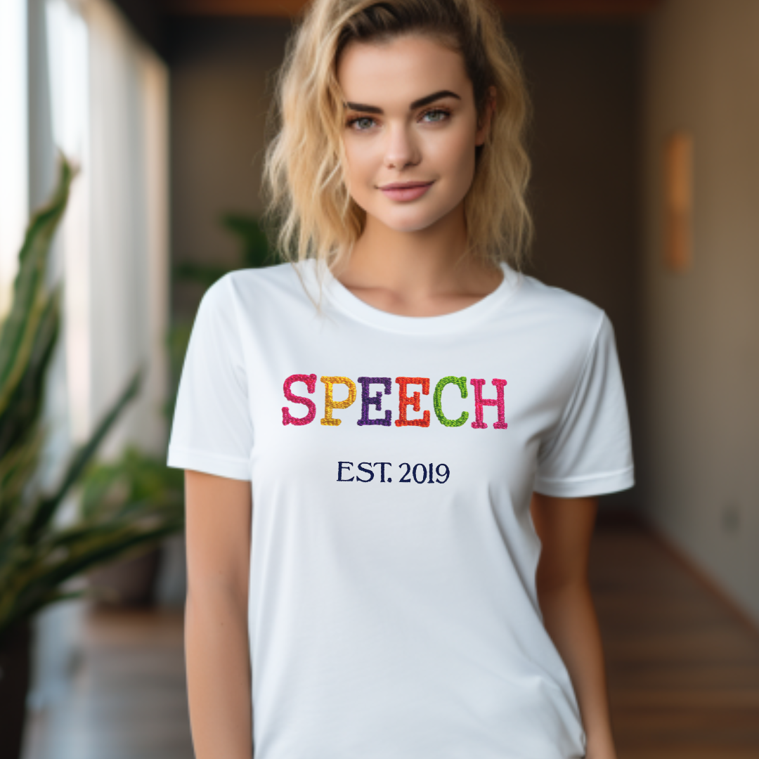 Colorful Speech Therapy Embroidery T-shirt