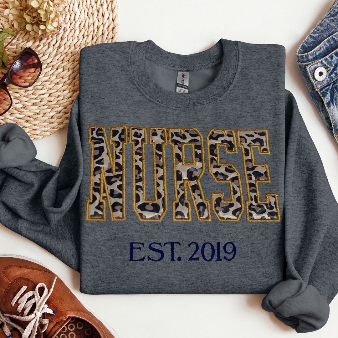 Leopard Print Sweatshirt Embroidery
