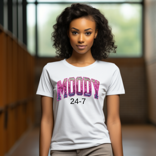 Sequin Rainbow MOODY Embroidered T-Shirt