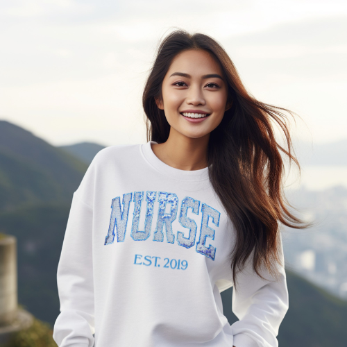Sequin Glitter Nurse Embroidery Sweatshirt