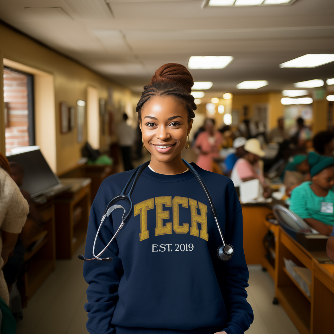 Gold Glitter Nurse Tech Crewneck