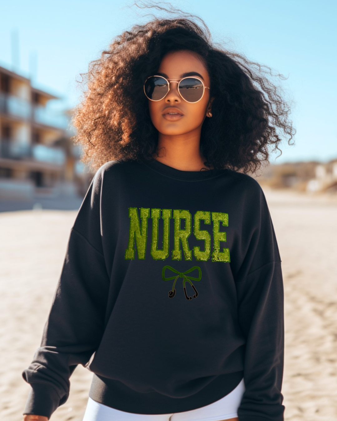 Sequin Glitter Nurse Sweatshirt