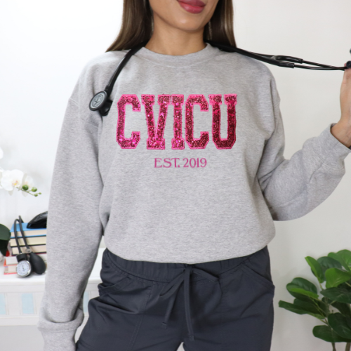 Sequin Glitter CVICU Embroidery Sweatshirt