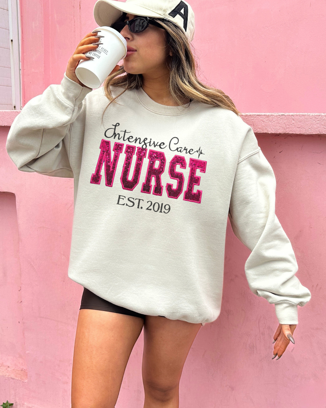 Sequin Glitter Intensive Nurse Crewneck