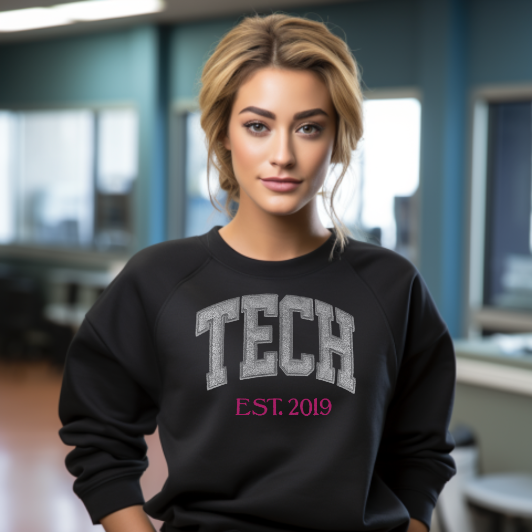 Glitter Nurse Tech Embroidery Crewneck
