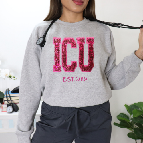 Sequin Glitter ICU Embroidery Sweatshirt