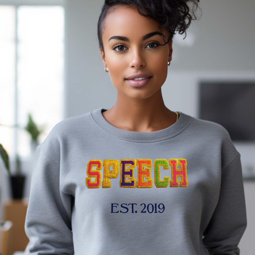 Faux Chenille Speech Therapy Sweatshirt