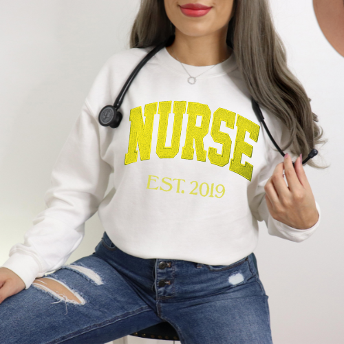 Yellow Nurse Embroidery Crewneck